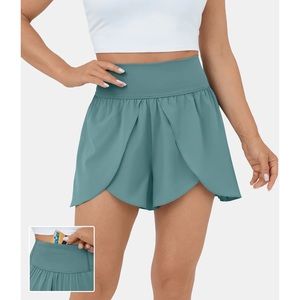 Halara Breezeful™ Back Waistband Pocket Flowy Dance Shorts 3.5'' Large Blue NWT